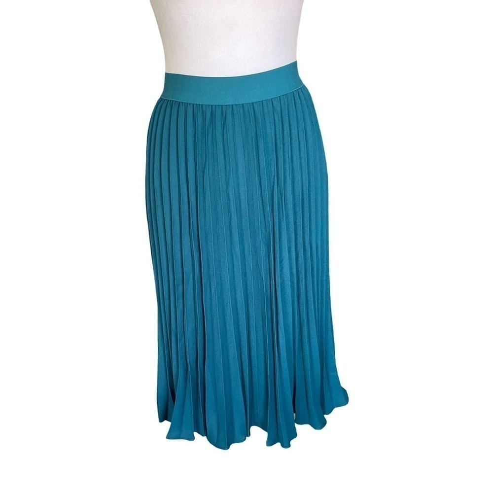 NWT Grace Karin Turquoise Blue Pleated Chiffon Swing Skirt Size Small